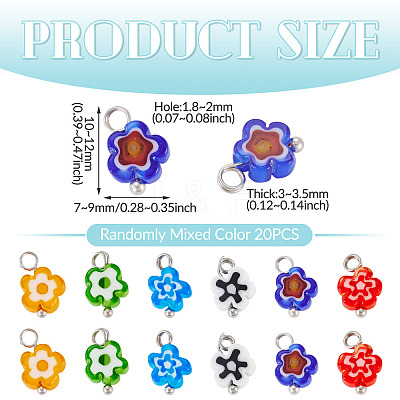 20Pcs Handmade Millefiori Glass Charms PALLOY-TADJ00003-1