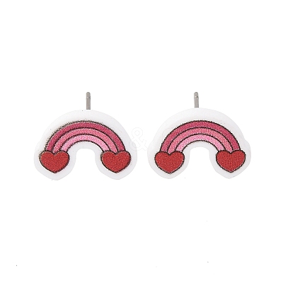 Wood Stud Earrings EJEW-M063-01H-1