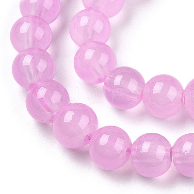 Baking Paint Imitation Jade Glass Round Bead Strands X1-DGLA-Q021-8mm-57A-1