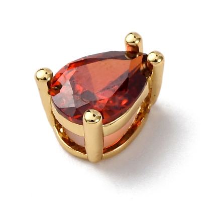 Teardrop Brass Micro Pave Cubic Zirconia Slide Charms KK-C119-16G-02-1