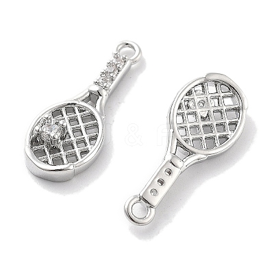 Rack Plating Brass Clear Cubic Zirconia Pendants KK-M102-15P-A-1