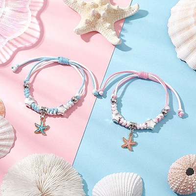 2Pcs 2 Styles Adjustable Korean Waxed Polyester Cord Bracelets BJEW-JB11607-1