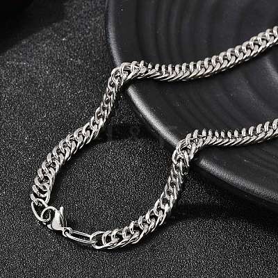 6MM 304 Stainless Steel Cuban Link Chain Necklaces for Men NJEW-B134-08B-P-1