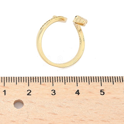 Brass Micro Pave Clear Cubic Zirconia Cuff Rings ZIRC-M117-02G-1