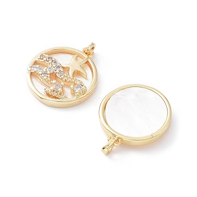 Rack Plating Brass Shell Pendants KK-A183-29G-1