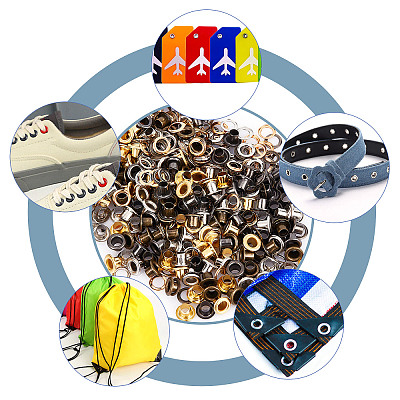 200 Sets 4 Colors Iron Grommet Eyelet Findings SCRA-GF0001-02-1