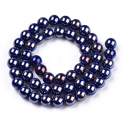 Electroplate Opaque Glass Beads Strands LS-GLAA-T032-P8mm-AB03-1
