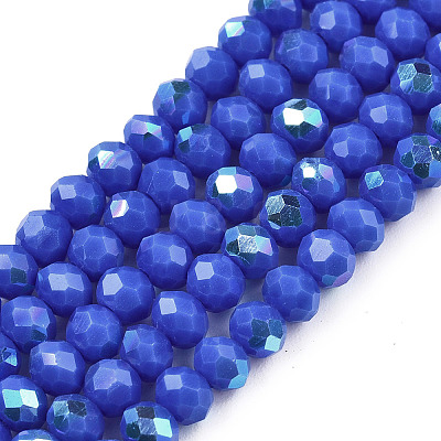 Electroplate Opaque Solid Color Glass Beads Strands EGLA-A044-P6mm-L32-1