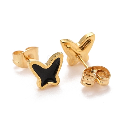 304 Stainless Steel Enamel Stud Earrings EJEW-B009-07G-01-1