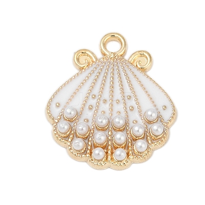 Alloy Enamel Pendants with Plastic Imitation Pearl FIND-Z070-04G-04-1