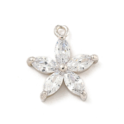 Rack Plating Brass Clear Cubic Zirconia Pendants KK-P277-21P-1