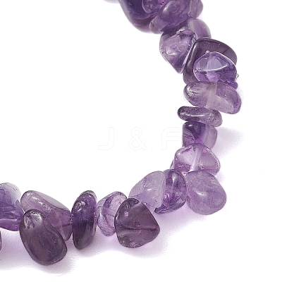 Natural Amethyst Chip Beaded Stretch Bracelets for Women Men BJEW-JB10652-04-1