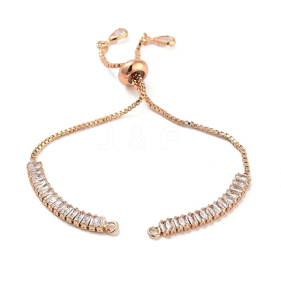Brass Pave Clear Cubic Zirconia Rectangle Slider Bracelet Making BJEW-U005-01G-1