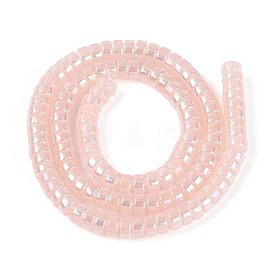 AB Color Plated Imitation Jade Glass Beads Strands GLAA-T026-3x6mm-J05-1