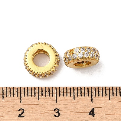 Rack Plating Brass Cubic Zirconia European Beads KK-K372-12G-1