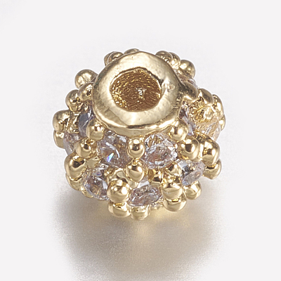 Brass Micro Pave Cubic Zirconia Beads ZIRC-E143-17A-G-1