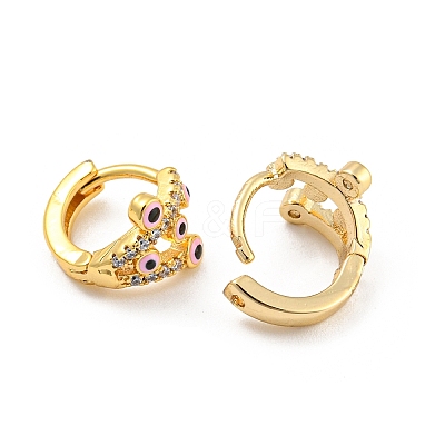 Evil Eye Golden Brass Hoop Earrings EJEW-L269-075G-1