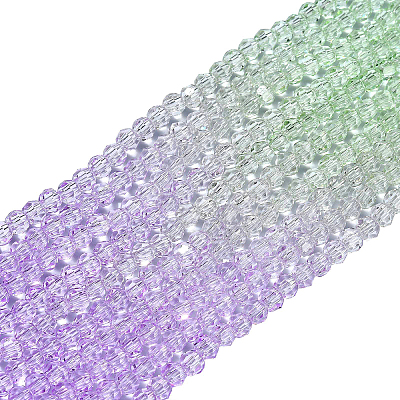 10 Strands Transparent Gradient Color Glass Beads Strands GLAA-CJ0002-09A-1