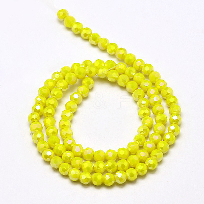 Faceted Round Full Rainbow Plated Electroplate Glass Beads Strands EGLA-J130-FR05-1