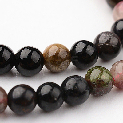 Natural Multicolor Tourmaline Round Bead Strands G-F269-05-8mm-1