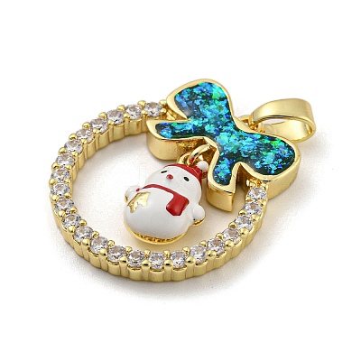 Christmas Brass Micro Pave Cubic Zirconia Pendants KK-H468-01F-01G-1