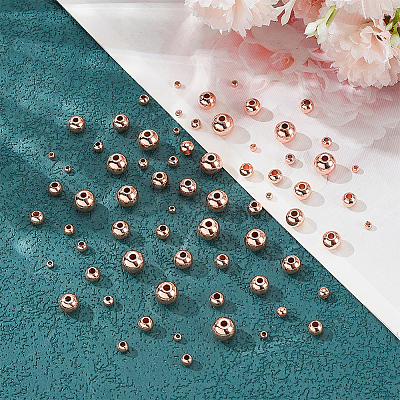 75Pcs 5 Styles Rack Plating Brass Spacer Beads KK-LP0001-07RG-1