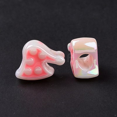 UV Plating Rainbow Iridescent Acrylic European Beads SACR-E009-38-1