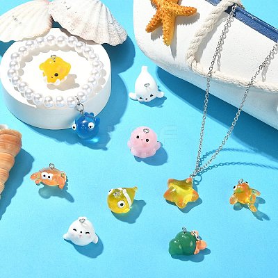 20Pcs 10 Styles Ocean Theme Resin Pendants RESI-CJ0003-52-1