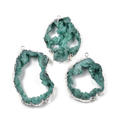 Dyed Nuggets Natural Druzy Geode Agate Big Pendants G-M287-08-S-1