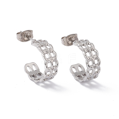 Non-Tarnish 304 Stainless Steel Curb Chains Wrap Stud Earrings EJEW-G314-03B-P-1