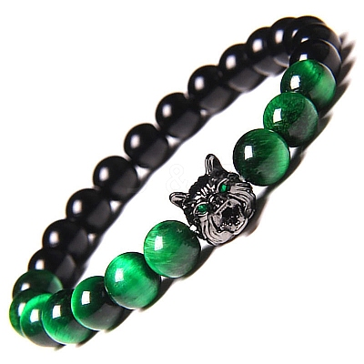Natural Tiger Eye Stretch Bracelets PW-WG014ED-01-1