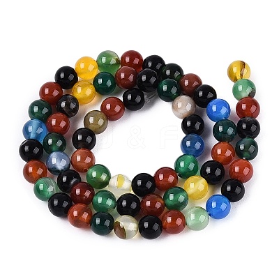 Natural Agate(Dyed & Heated) Beads Strands G-Q604-6MM-01-1