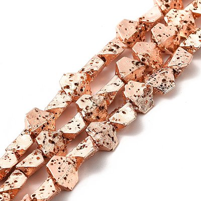 Electroplated Natural Lava Rock Beads Strands G-G984-13RG-1