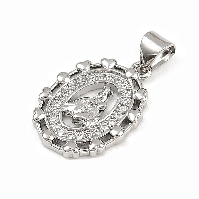 Brass Micro Pave Cubic Zirconia Pendants KK-P323-11C-P01-1