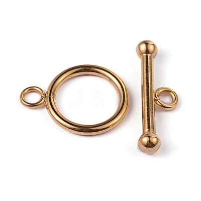 Ion Plating(IP) 304 Stainless Steel Ring Toggle Clasps X-STAS-L176-13G-1