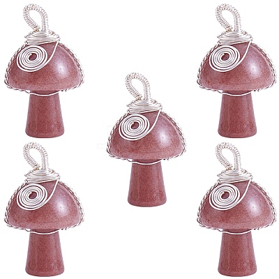 Natural Strawberry Quartz Pendants PALLOY-SW0004-02-1