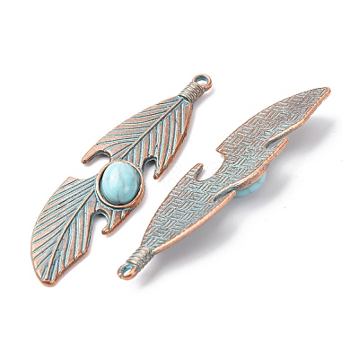 Alloy with Synthetic Turquoise Pendants FIND-B055-01H-1