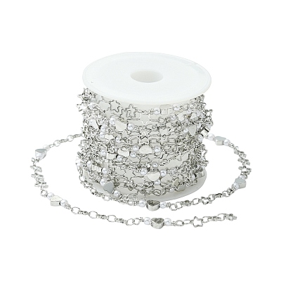 2.5M Brass Imitation Pearl Heart Link Chains CH-CJ0001-08-1