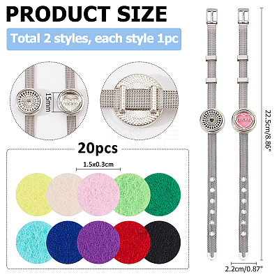 2Pcs 2 Styles Stainless Steel Watch Band Bracelets BJEW-HS0001-15A-1