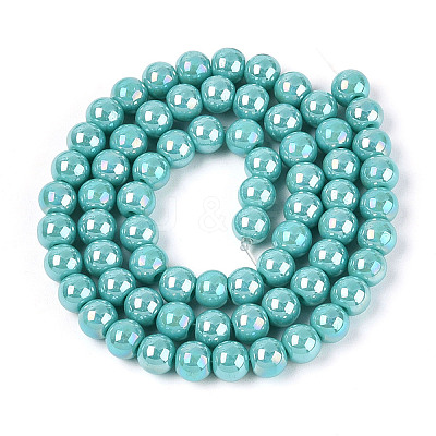 Electroplate Opaque Glass Beads Strands GLAA-T032-P6mm-AB24-1