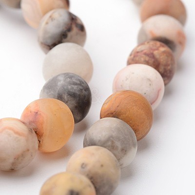 Frosted Round Natural Crazy Lace Agate Bead Strands G-J346-08-6mm-1