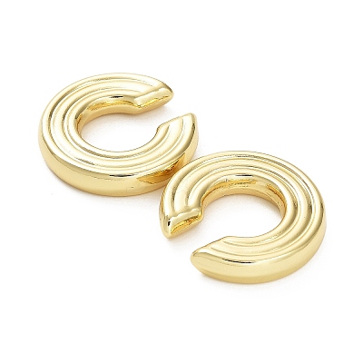 Rack Plating Grooved Donut Brass Cuff Earring EJEW-M226-03G-1