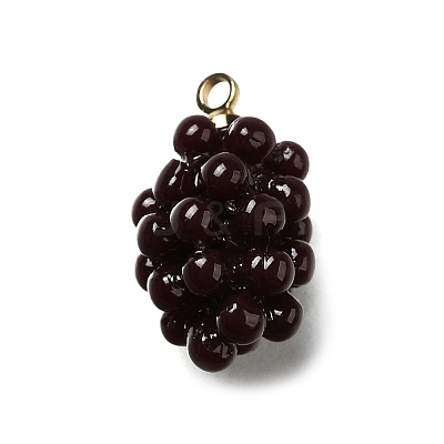 Grape Brass Acrylic Pendants OACR-R006-05G-04-1
