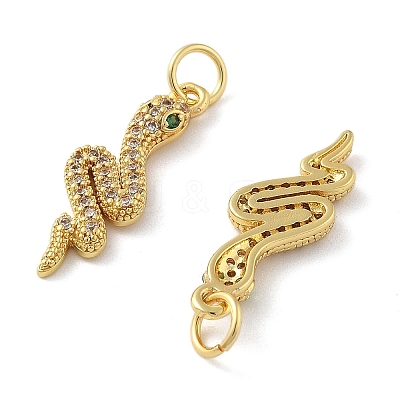 Brass Micro Pave Cubic Zirconia Pendants KK-C092-03G-1