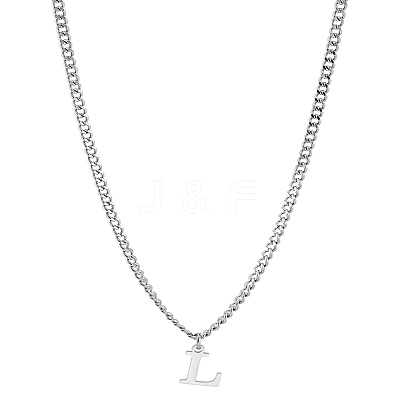 1Pc 304 Stainless Steel Letter Pendant Necklaces NJEW-LP0001-33L-P-1
