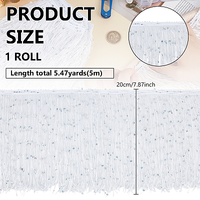 5M Paillette Tassel Polyester Ribbon Trim OCOR-BC0006-56B-1