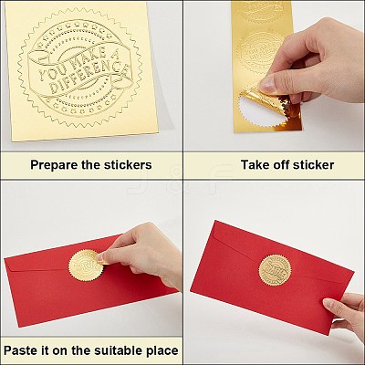 40 Sheets 4 Styles Plastic Self Adhesive Gold Foil Embossed Stickers DIY-CP0010-41-1