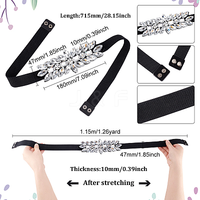 1Pc Black PU Elastic Chain Belt AJEW-FG0002-35B-1