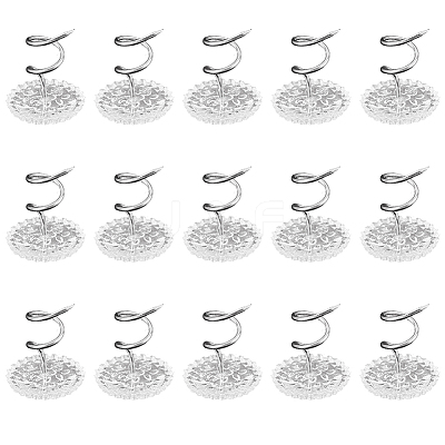 60Pcs Clear Acrylic Flat Round Head Iron Twist Pins FIND-SP0004-66-1