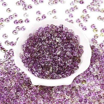 Spray Painted Transparent Glass Seed Beads SEED-T007-05G-1